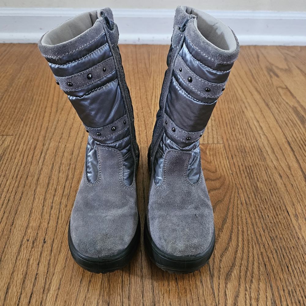 Naturino Gray Suede Winter Boots With Embelishments Girls Size 12.5 EU 30